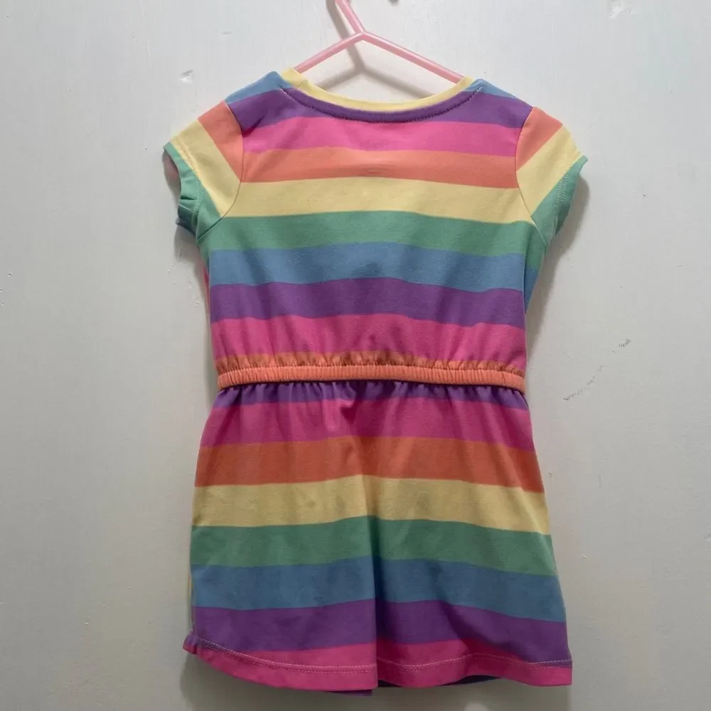 Kidgets Rainbow Stripe‎ Romper Baby Girls 18M Short Sleeve Elastic Waist Pocket